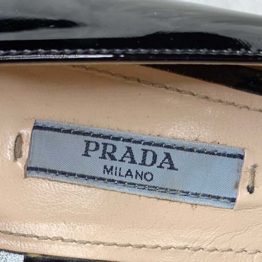 Prada Black Patent Leather Peep Toe Heels - Picture 8 of 8